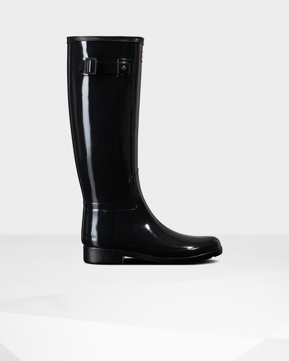 Womens Hunter Refined Slim Fit Gloss - Tall Rain Boots Black - 4360-EMTBG